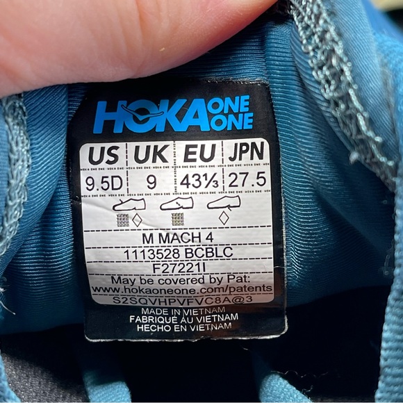 Hoka One One Mach 4 Blue Running Shoes Size 9.5 Men’s - Picture 8 of 8